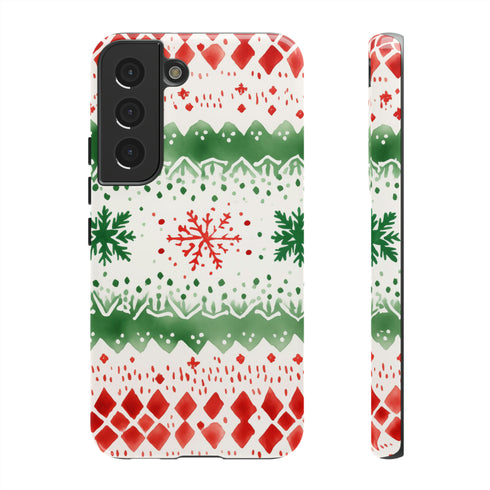 Watercolor Christmas Knitting - Impact Resistant Phone Case Samsung Galaxy S22 Glossy